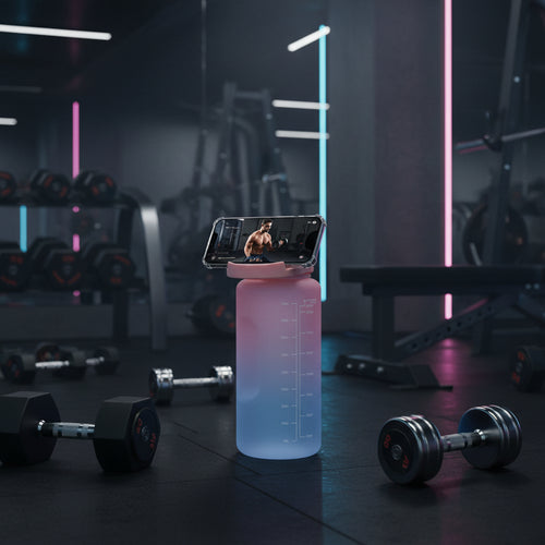 2L Motivational Water Bottle with Time Marker & Straw | BPA-Free Frosted Gym Bottle