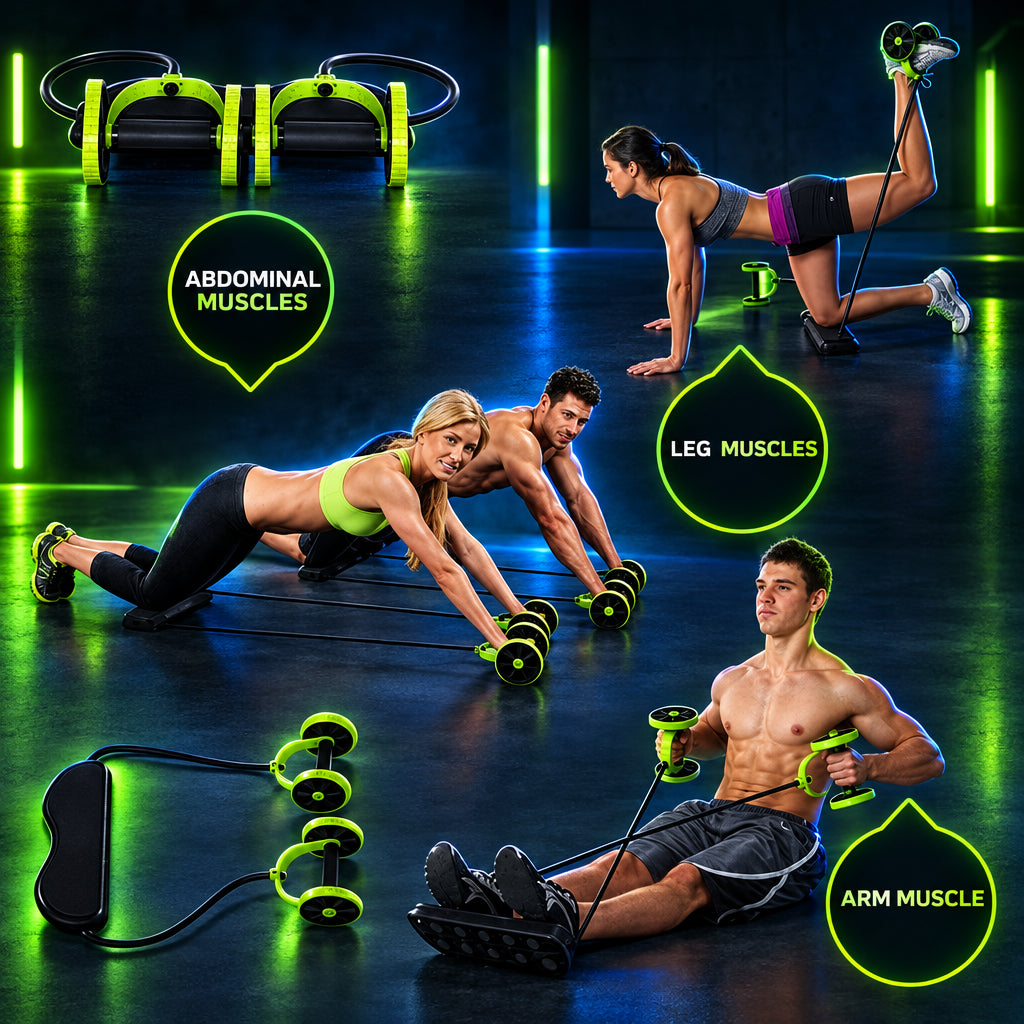 AB Roller Wheel with Resistance Bands