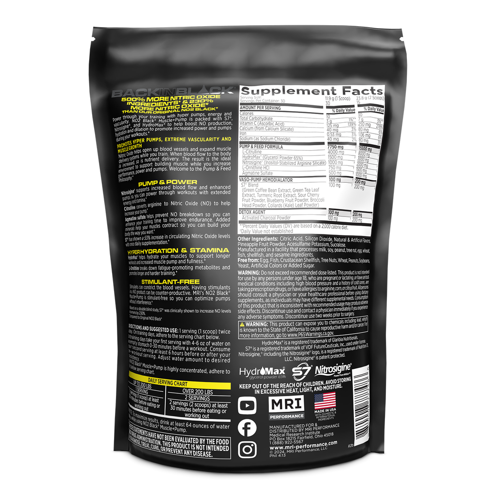 MRI Performance NO2 Black Muscle + Pump Nitric Oxide (30 servings)