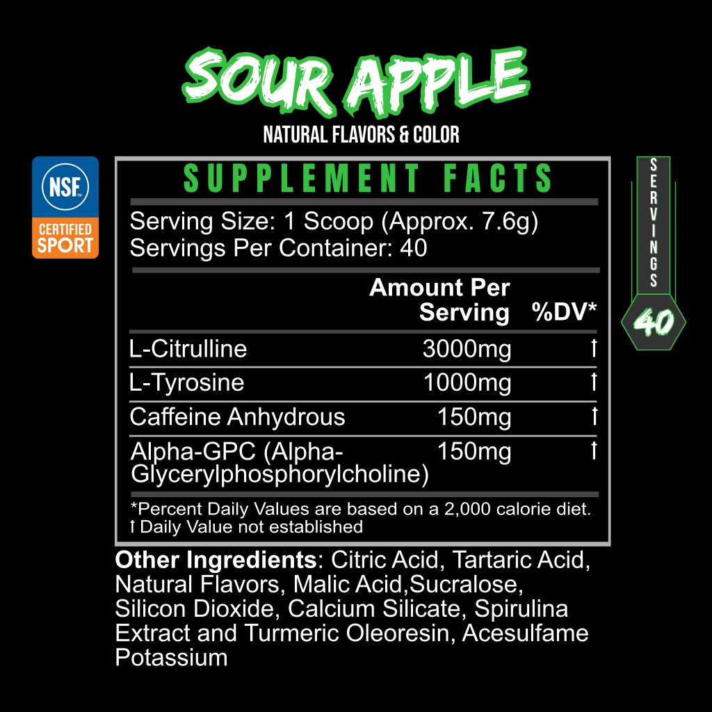 Black Label Pregame Pre-Workout - NSF Certified Customizable Caffeine Formula
