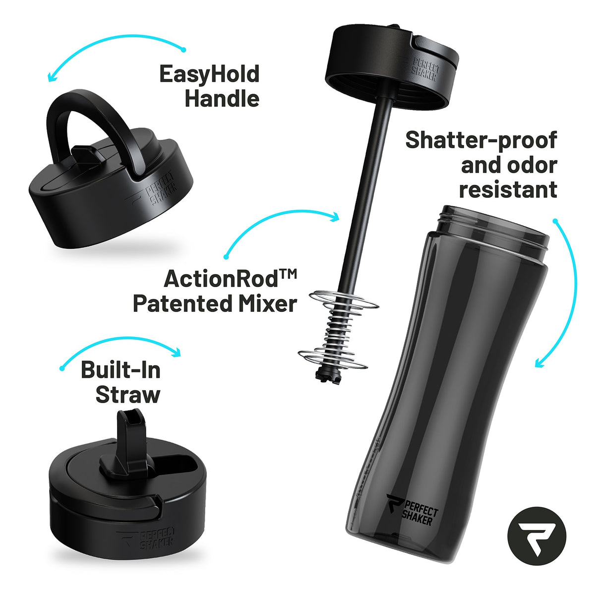 Shaker Bottle with Straw 28oz Tritan