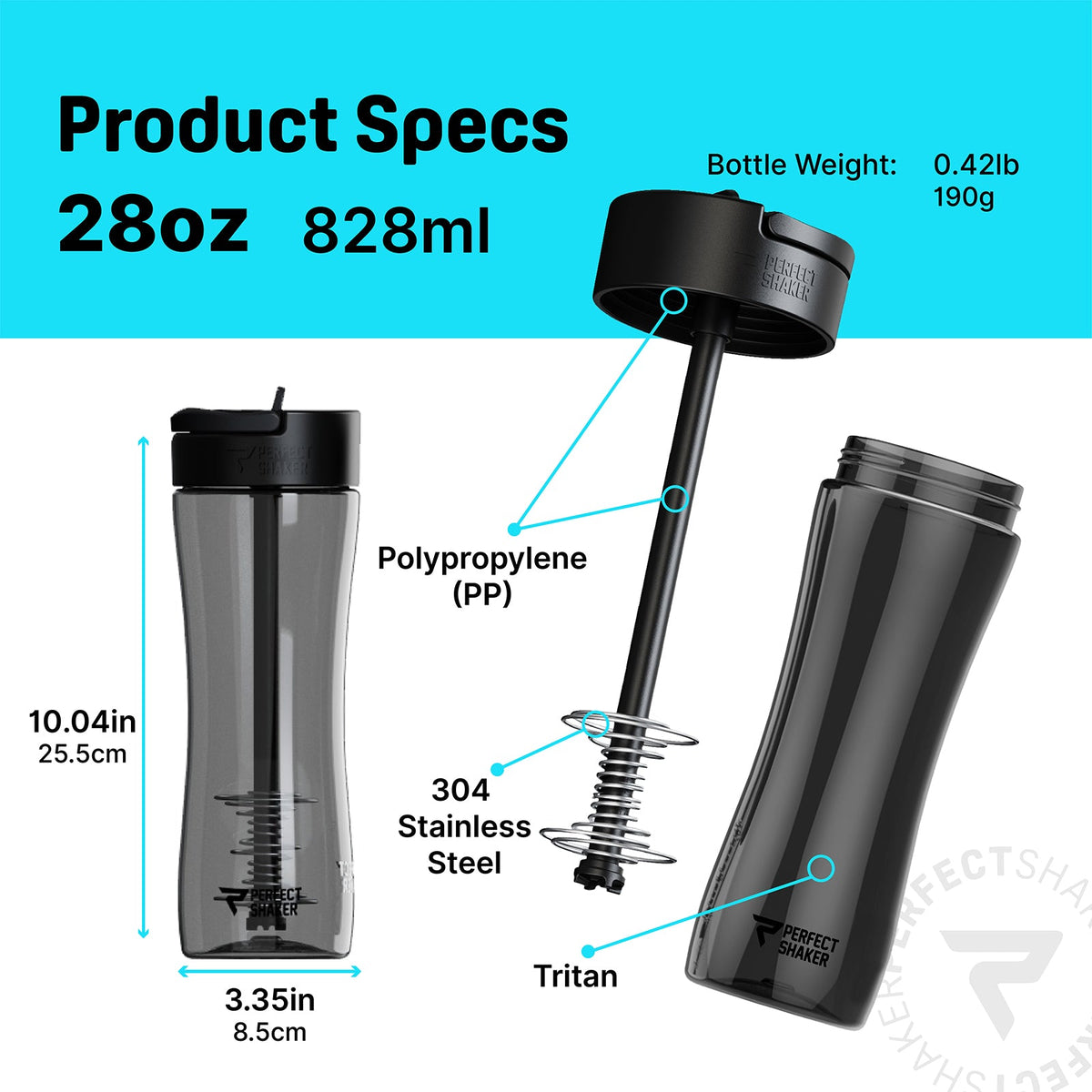 Shaker Bottle with Straw 28oz Tritan