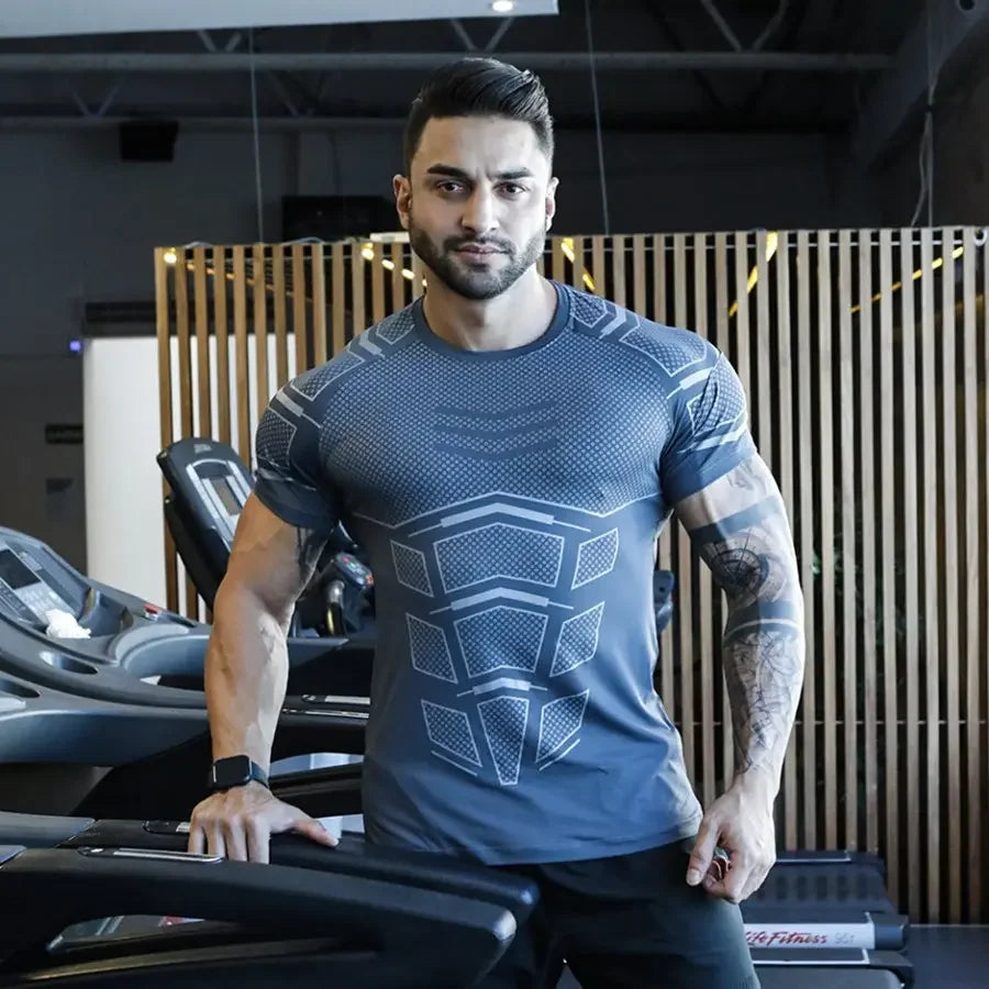 Men's Quick-Dry Compression Training T-Shirt - Short Sleeve Gym & Running Tee