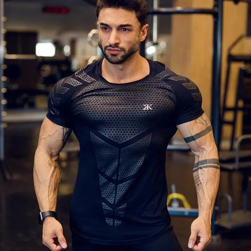 Men's Quick-Dry Compression Training T-Shirt - Short Sleeve Gym & Running Tee