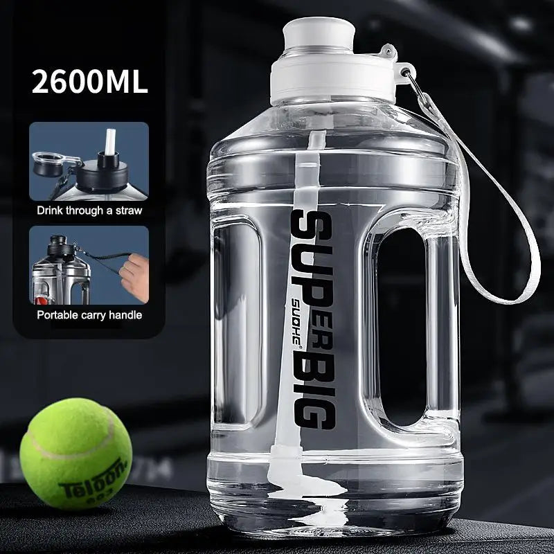Large Capacity Sports Water Bottle with Straw | Leakproof Plastic Drinking Bottle for Outdoor Travel and Gym