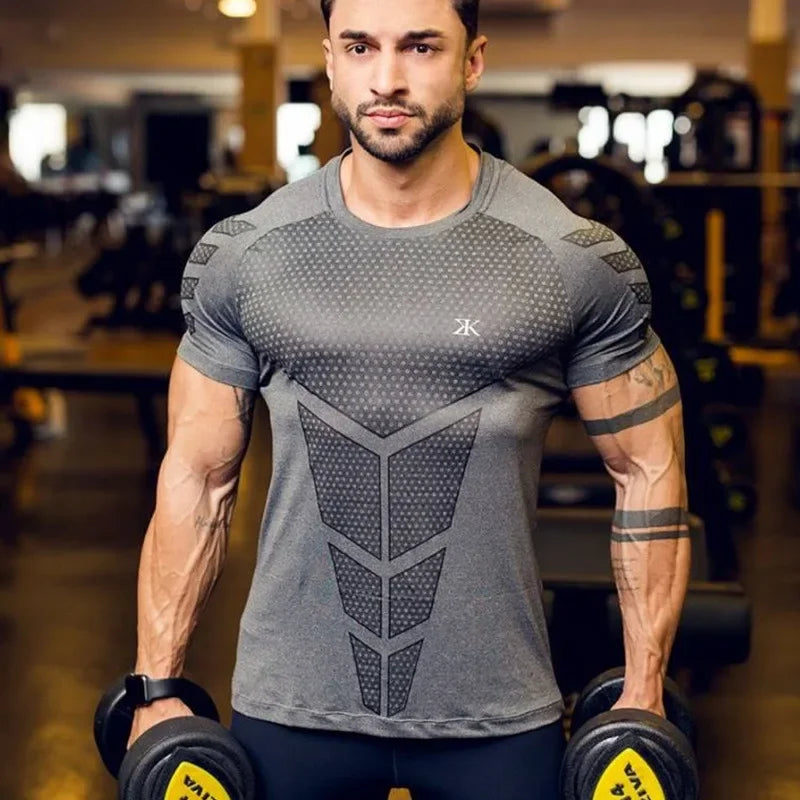 Men's Quick-Dry Compression Training T-Shirt - Short Sleeve Gym & Running Tee
