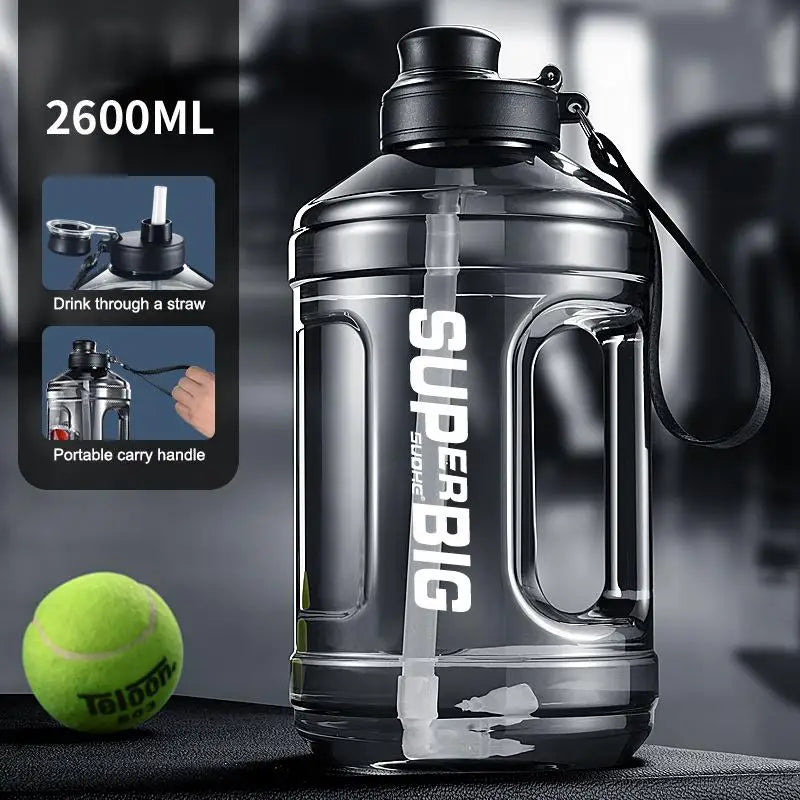 Large Capacity Sports Water Bottle with Straw | Leakproof Plastic Drinking Bottle for Outdoor Travel and Gym