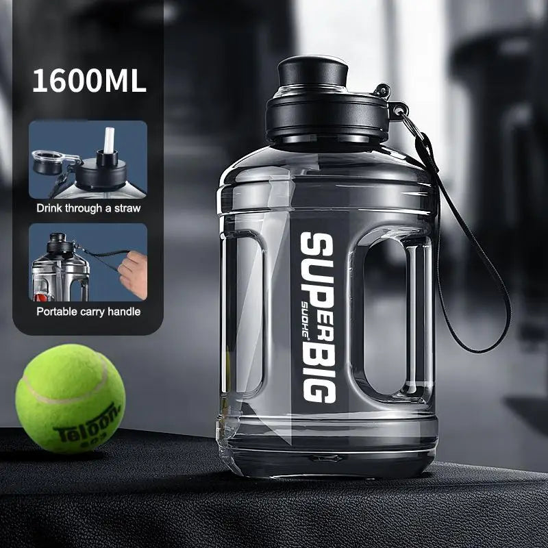 Large Capacity Sports Water Bottle with Straw | Leakproof Plastic Drinking Bottle for Outdoor Travel and Gym