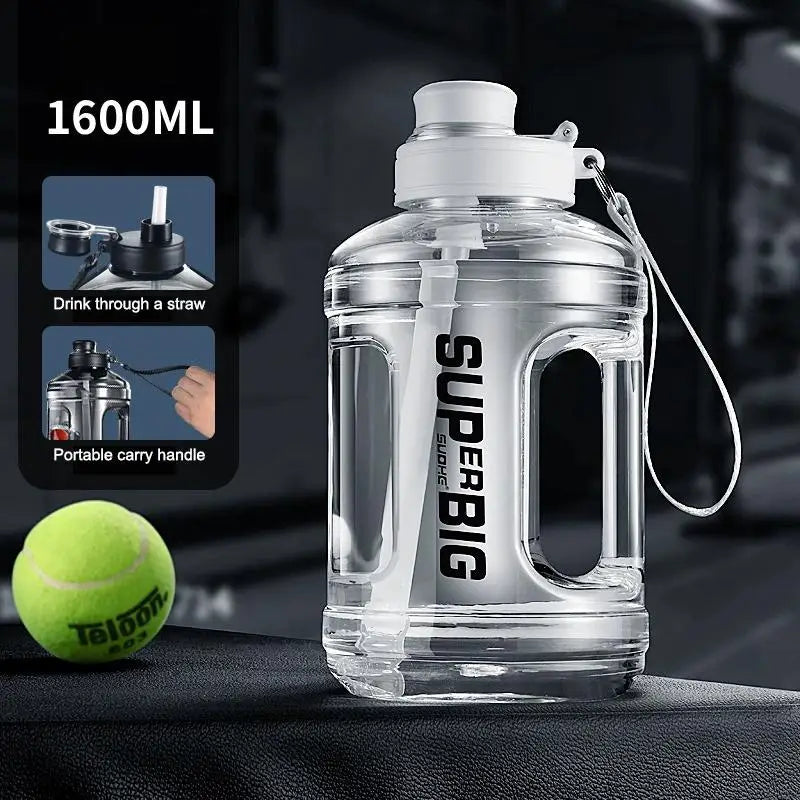 Large Capacity Sports Water Bottle with Straw | Leakproof Plastic Drinking Bottle for Outdoor Travel and Gym