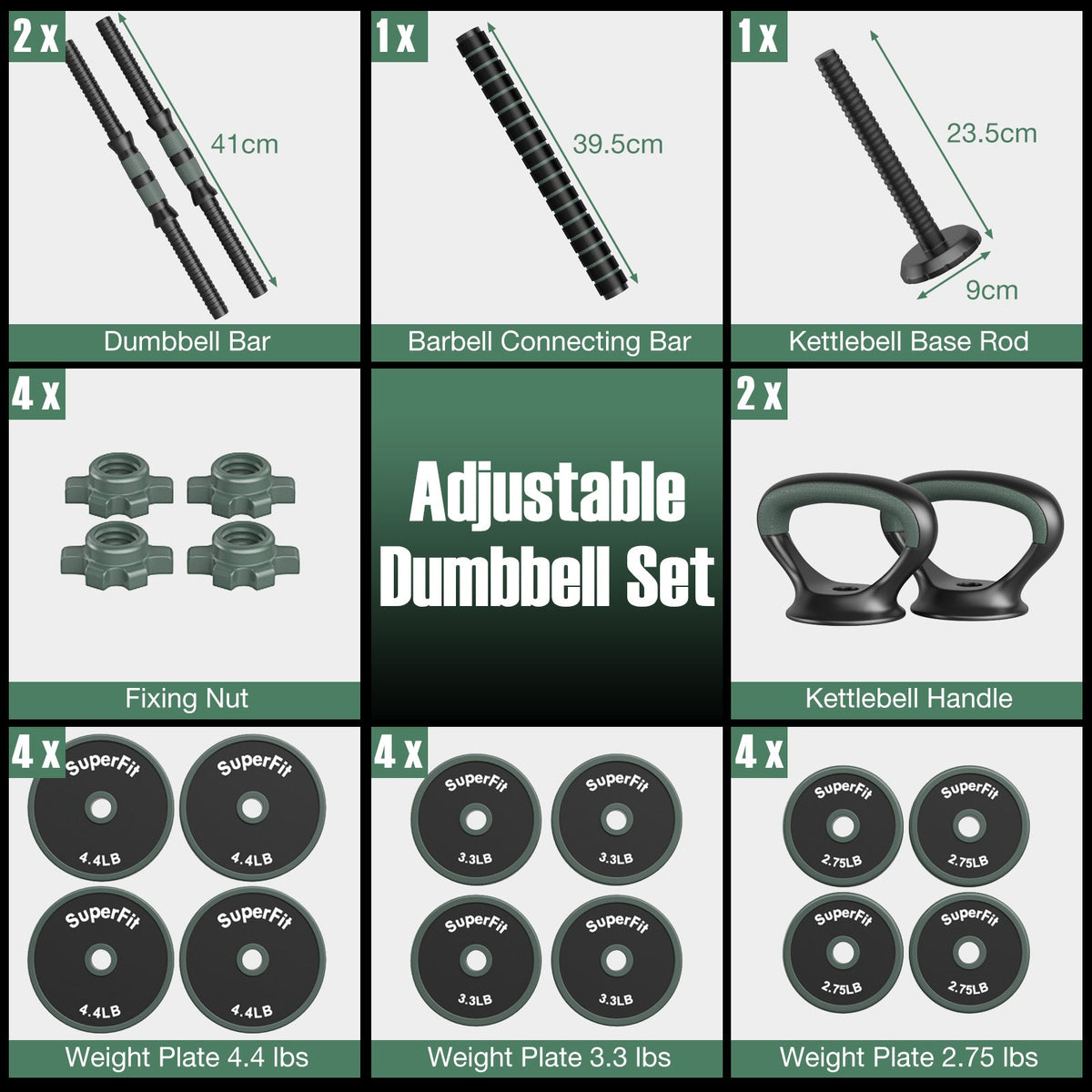 Adjustable Weight Dumbbell Set with Connector