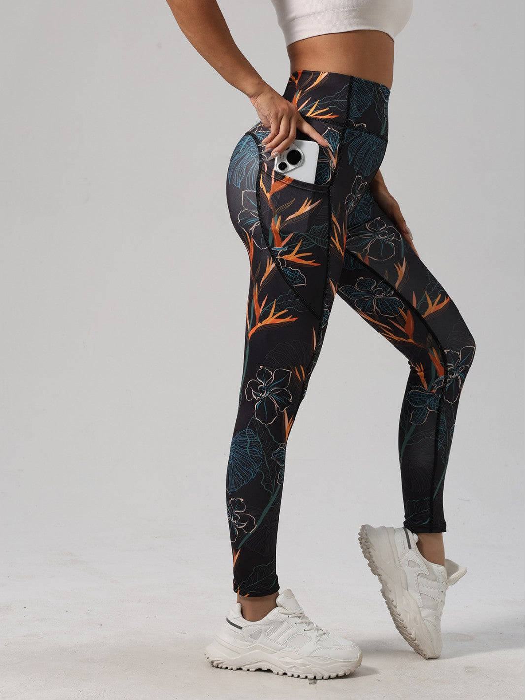 Women's High-Waist Pocket Yoga Pants - Digital Print, Butt-Lifting Fitness Leggings