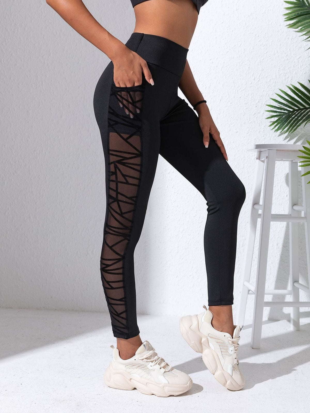 Women's High Waist Contrast Color Yoga Leggings - Tight Running Pants